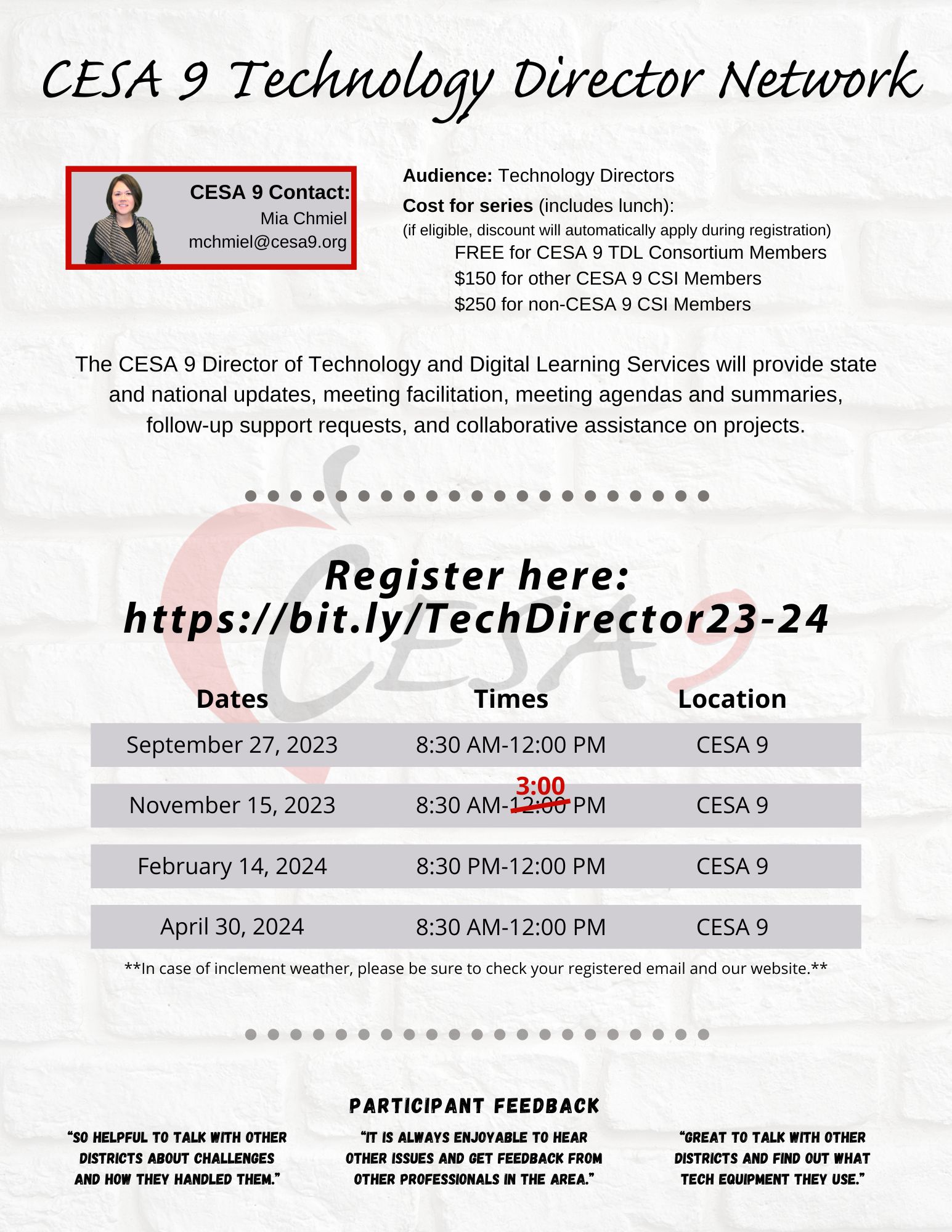 CESA 9 Technology Director Network flyer image